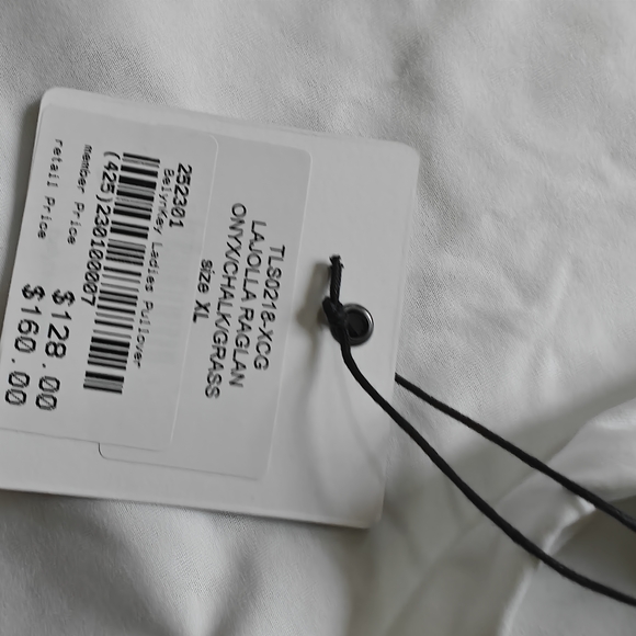 Belyn Key Black and White Long Sleeve Shirt with Green Trim - Picture 3 of 4